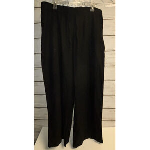 Gap NWT Black Linen-Blend WideLeg Trouser Pants Womens XL Elastic Drawstring Wst